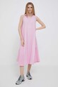 Φόρεμα από λινό μείγμα Deha D83224.75405 ροζ SS23