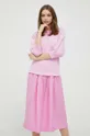Φόρεμα από λινό μείγμα Deha ροζ