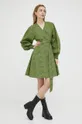 Bombažna obleka Gestuz Calliope zelena