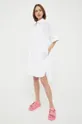 Bavlněné šaty Karl Lagerfeld bílá