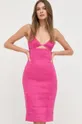 Λινό φόρεμα Patrizia Pepe ροζ