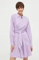 Βαμβακερό φόρεμα Lauren Ralph Lauren μωβ