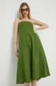 Λινό φόρεμα Abercrombie & Fitch πράσινο