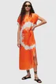 pomarańczowy AllSaints sukienka z domieszką jedwabiu ETTA MARIANA DRESS Damski