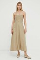 Obleka iz mešanice lana Bruuns Bazaar Oxalis Franca BBW3392 bež SS23