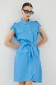 Φόρεμα από λινό μείγμα Bruuns Bazaar μπλε