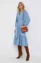 Βαμβακερό φόρεμα Lauren Ralph Lauren μπλε