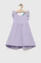 ljubičasta Dječja lanena suknja United Colors of Benetton Za djevojčice