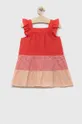 Παιδικό βαμβακερό φόρεμα United Colors of Benetton πορτοκαλί