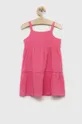 Otroška bombažna obleka United Colors of Benetton roza