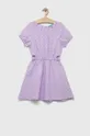 vijolična Otroška lanena obleka United Colors of Benetton Dekliški