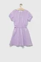 Otroška lanena obleka United Colors of Benetton vijolična