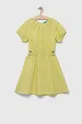 зелёный Детское льняное платье United Colors of Benetton Для девочек