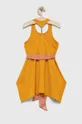 Otroška bombažna obleka Sisley oranžna