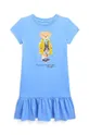 Хлопковое детское платье Polo Ralph Lauren голубой