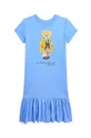 блакитний Дитяча бавовняна сукня Polo Ralph Lauren Для дівчаток