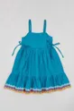 Otroška obleka z mešanico lanu zippy modra