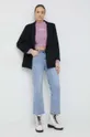 Bombažen pulover Calvin Klein Jeans vijolična