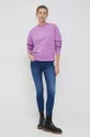 Calvin Klein Jeans bluza bawełniana fioletowy