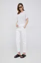 Λινό πουλόβερ DKNY λευκό