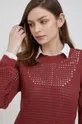 czerwony Sisley sweter bawełniany