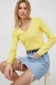 κίτρινο Βαμβακερό πουλόβερ United Colors of Benetton Γυναικεία