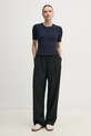 Tommy Hilfiger pulover de bumbac WW0WW38744.PPYX bleumarin SS25