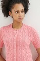 Βαμβακερή ζακέτα Polo Ralph Lauren ροζ 211906814