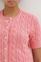 Βαμβακερή ζακέτα Polo Ralph Lauren 211906814 ροζ