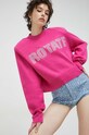 Rotate sweter z domieszką kaszmiru aplikacja różowy 1001151979