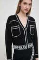 Кардиган з домішкою вовни Karl Lagerfeld чорний 231W2011