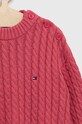 Deklice Otroški bombažen pulover Tommy Hilfiger KG0KG07106.PPYX roza