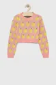 рожевий Дитячий бавовняний светр United Colors of Benetton Для дівчаток