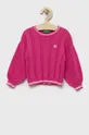 różowy United Colors of Benetton sweter bawełniany Dziewczęcy