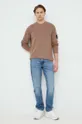 Βαμβακερό πουλόβερ Calvin Klein Jeans καφέ