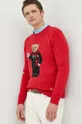 piros Polo Ralph Lauren vászonkeverék pulóver