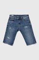 Dětské riflové kraťasy Pepe Jeans Cashed Short Repair riflovina modrá PB800724