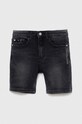Детски дънков къс панталон Calvin Klein Jeans дънков черен IB0IB01620.PPYX