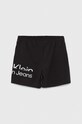 Дитячі бавовняні шорти Calvin Klein Jeans IB0IB01607.PPYX чорний SS23