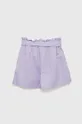 Otroške lanene kratke hlače United Colors of Benetton vijolična