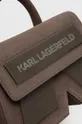 καφέ Karl Lagerfeld σουέτ τσάντα ICON K SHOULDERBAG SUEDE
