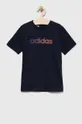 adidas t-shirt bawełniany dziecięcy granatowy