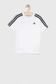 Παιδικό βαμβακερό μπλουζάκι adidas U 3S IC0605 λευκό SS23