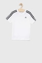 Παιδικό βαμβακερό μπλουζάκι adidas U 3S IC0605 λευκό SS23