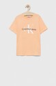 Calvin Klein Jeans t-shirt bawełniany dziecięcy IU0IU00267.PPYX pomarańczowy SS23