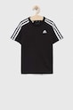 Дитяча бавовняна футболка adidas U 3S HR6330 чорний SS23