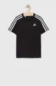 Otroška bombažna kratka majica adidas U 3S črna