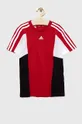 Παιδικό βαμβακερό μπλουζάκι adidas U 3S CB TEE κόκκινο