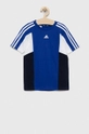 Detské bavlnené tričko adidas U 3S CB TEE tmavomodrá