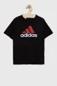 Дитяча бавовняна футболка adidas U BL 2 TEE чорний